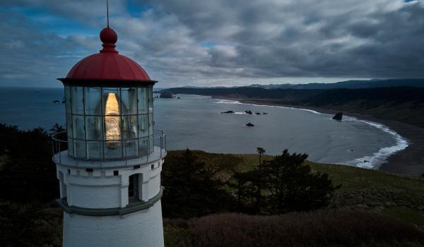 Lighthouse overseeing a bay