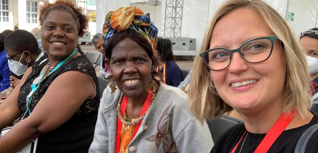 Kathryn Lohre (right) with Rev. Nicqi Ashwood (left), WCC Program Executive of the Just Community of Women and Men, and Dr Agnes Abuom (center), former moderator of the WCC Central Committee, Photo: Courtesy of Kathryn Lohre
