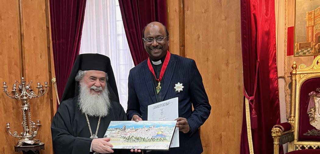 His Beatitude Theophilos III, Patriarch of Jerusalem, and Rev. Prof. Dr Jerry Pillay, WCC general secretary.