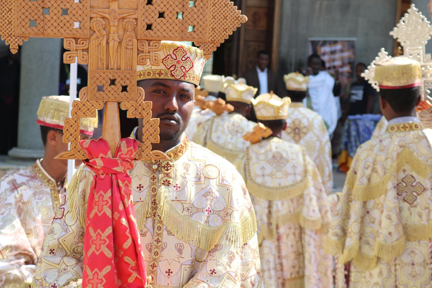 Service in St Mary's Orthodox cathedral in Addis Ababa, Ethiopia