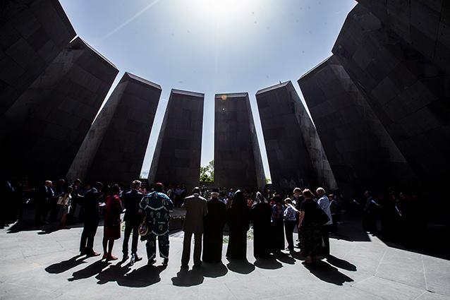 Members of the WCC executive committee gathered at the Armenian Genocide memorial 