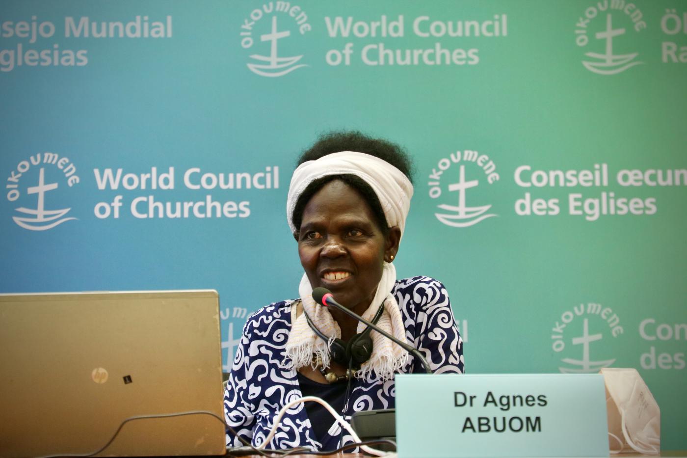 Dr Agnes Abuom, moderator of the WCC central committee at the closing press conference of the 2021 central committee meeting
