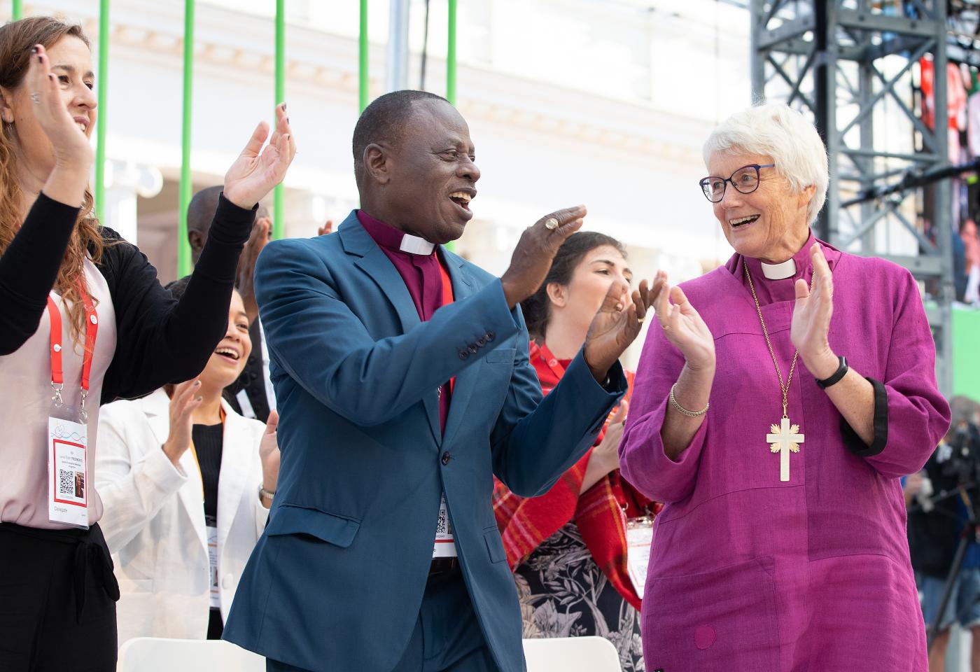 Prayer leaders dance during the morning prayer at the WCC 11th Assembly