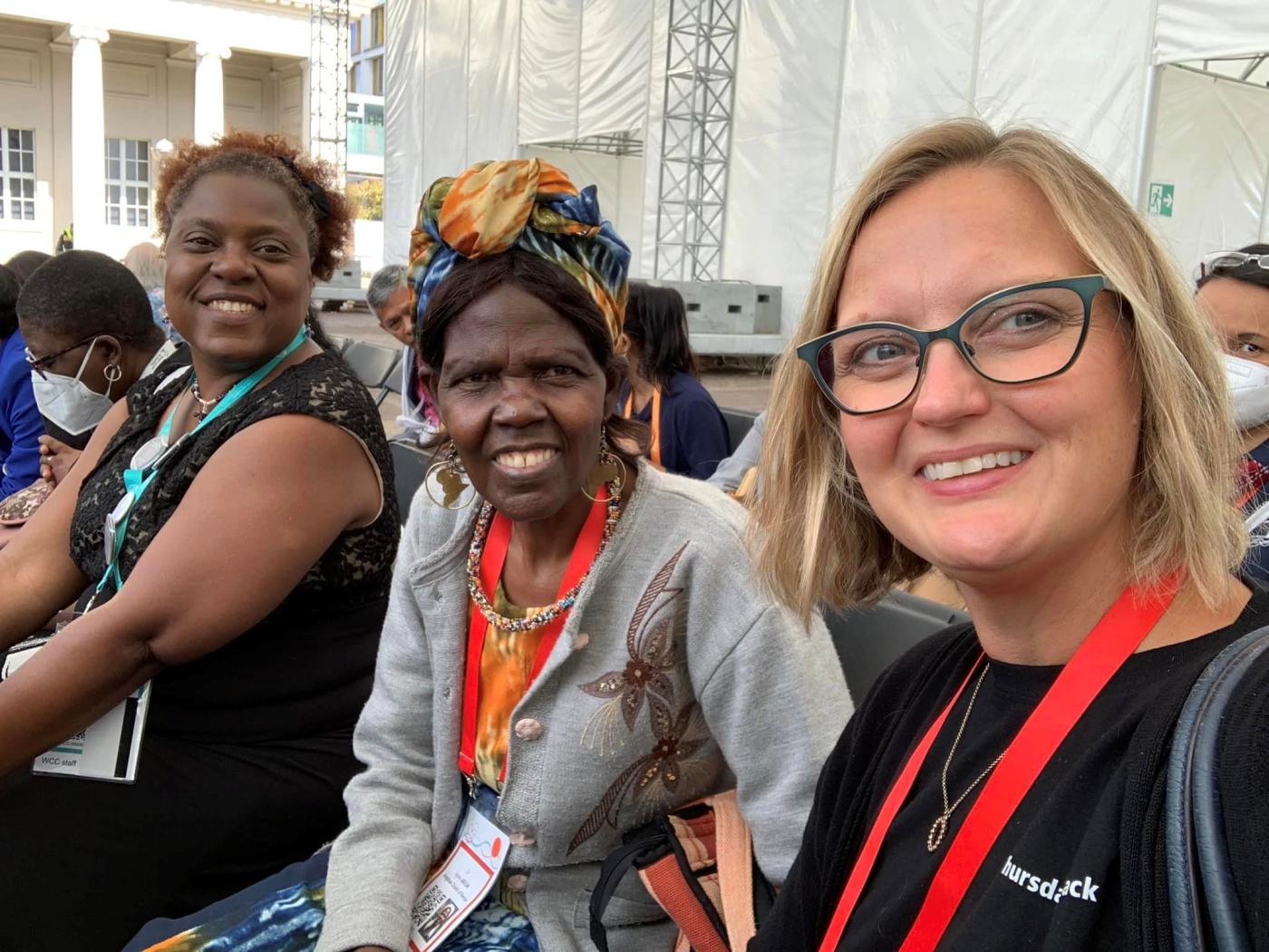 Kathryn Lohre (right) with Rev. Nicqi Ashwood (left), WCC Program Executive of the Just Community of Women and Men, and Dr Agnes Abuom (center), former moderator of the WCC Central Committee, Photo: Courtesy of Kathryn Lohre