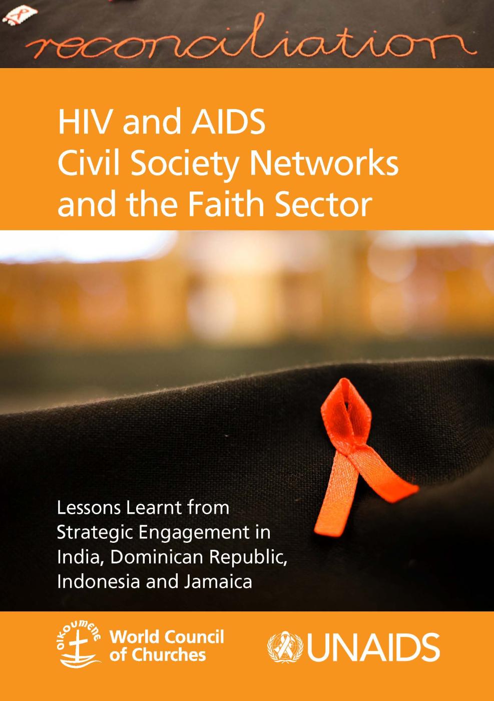 Black and orange booklet cover with an AIDS ribbon
