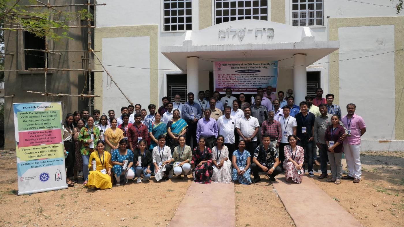 A group of young people and other attendees at the National Council of Churches in India (NCCI), held 17-19 April in Hyderabad