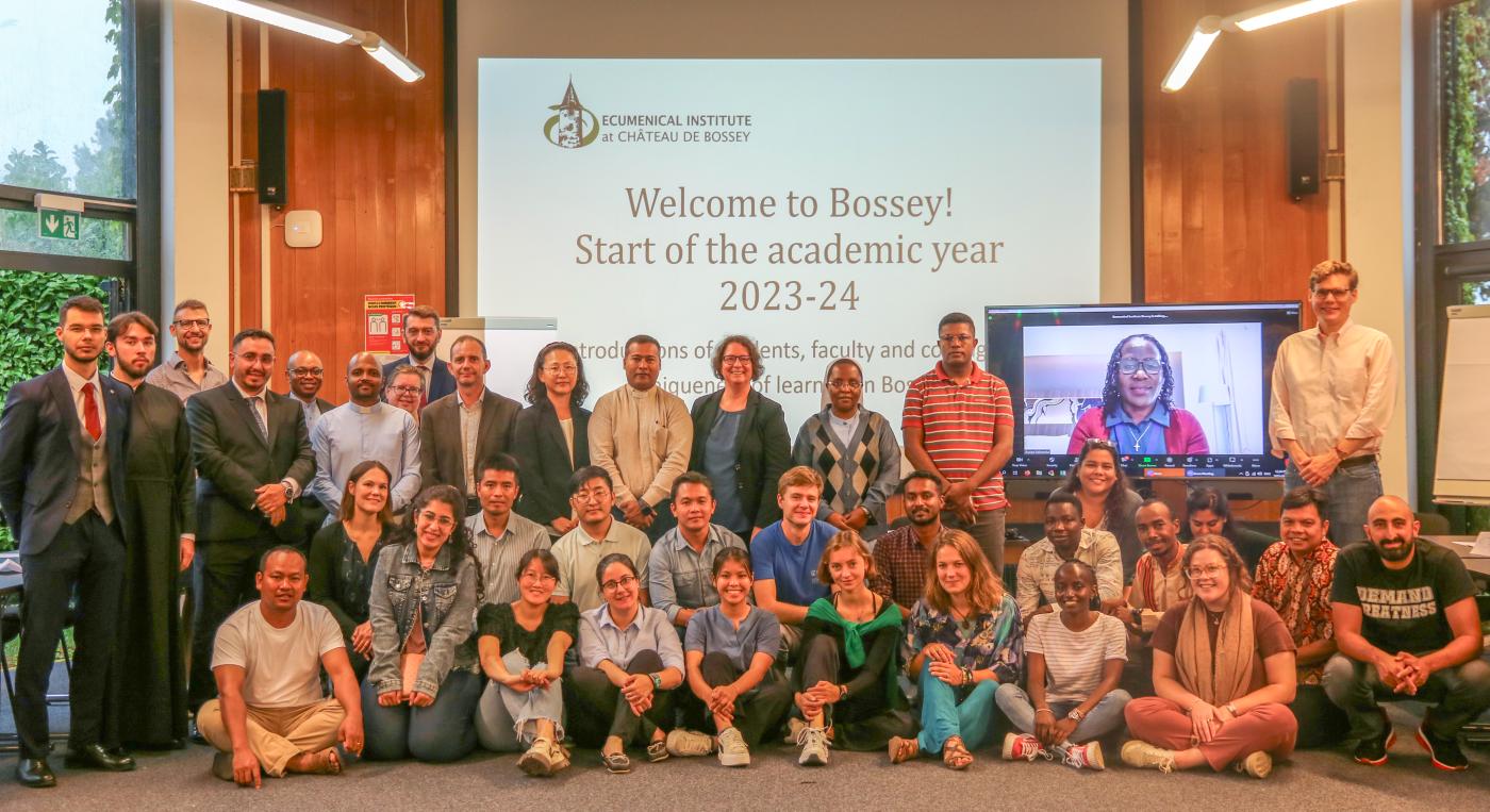 Group photo of Bossey students at Bossey faculty at the opening plenary September 2023 