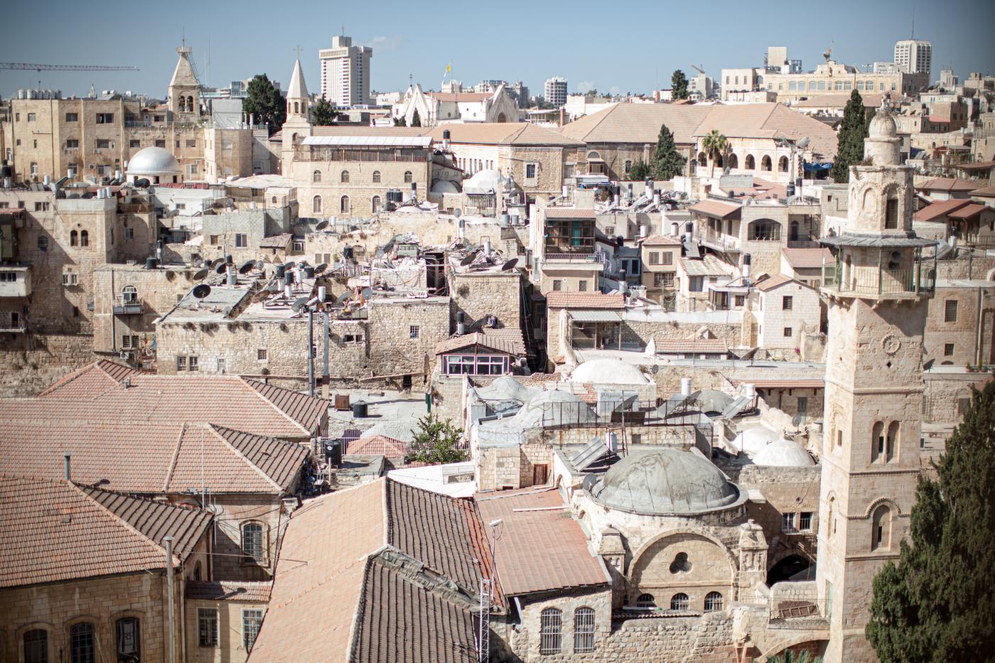 Roofs of the Old City of Jerusalem taken from the spire at the Church of The Redeemer.