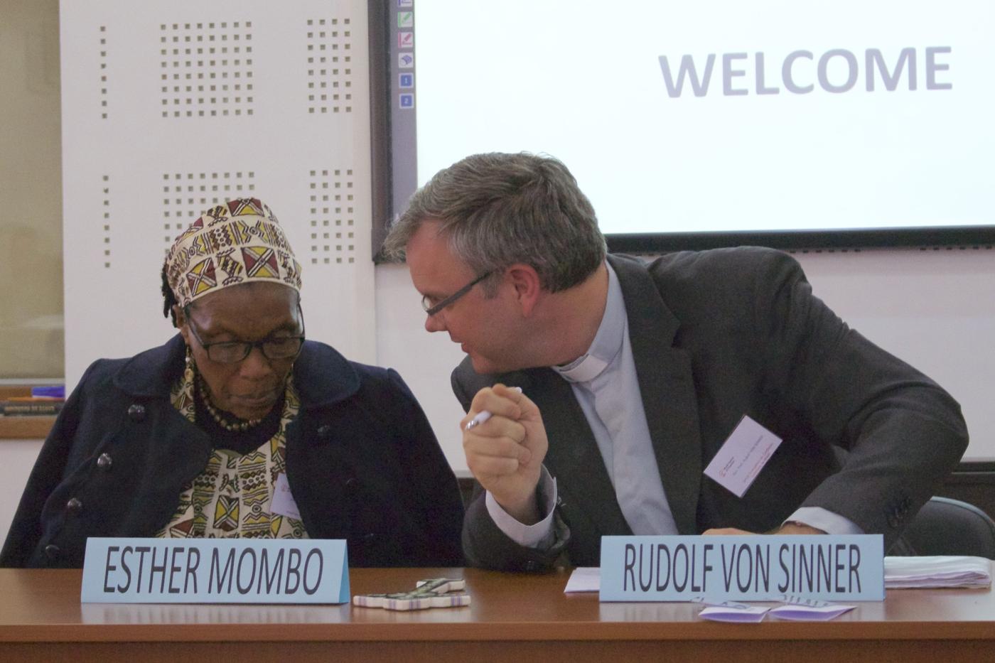 Prof. Dr Esther Mombo, CEEF vice-moderator, and Prof. Dr Rudolf von Sinner, moderator of the CEEF. © Marcelo Schneider/WCC