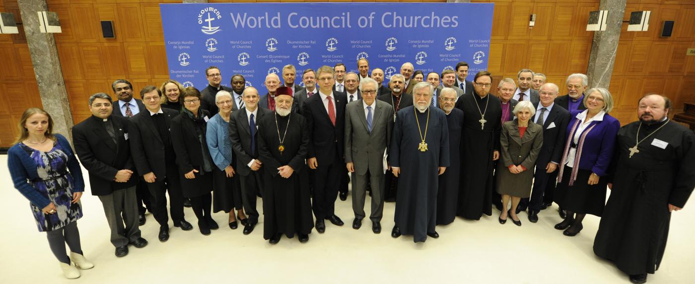 Teilnehmende an der Ökumenischen Tagung des ÖRK über  Syrien in Genf, Schweiz