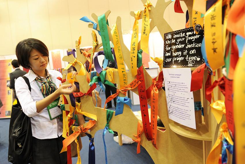 A symbolic prayer tree for gender justice at the “Madang” space of the WCC assembly in Busan. 