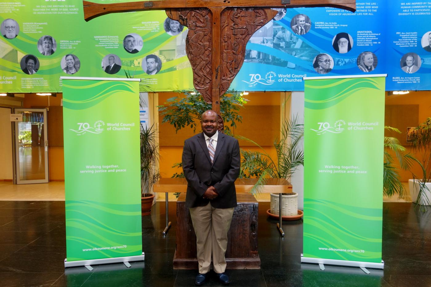 Rev. Dr Casely Essamuah visits the Ecumenical Centre, Geneva. Photo: Peter Kenny/WCC