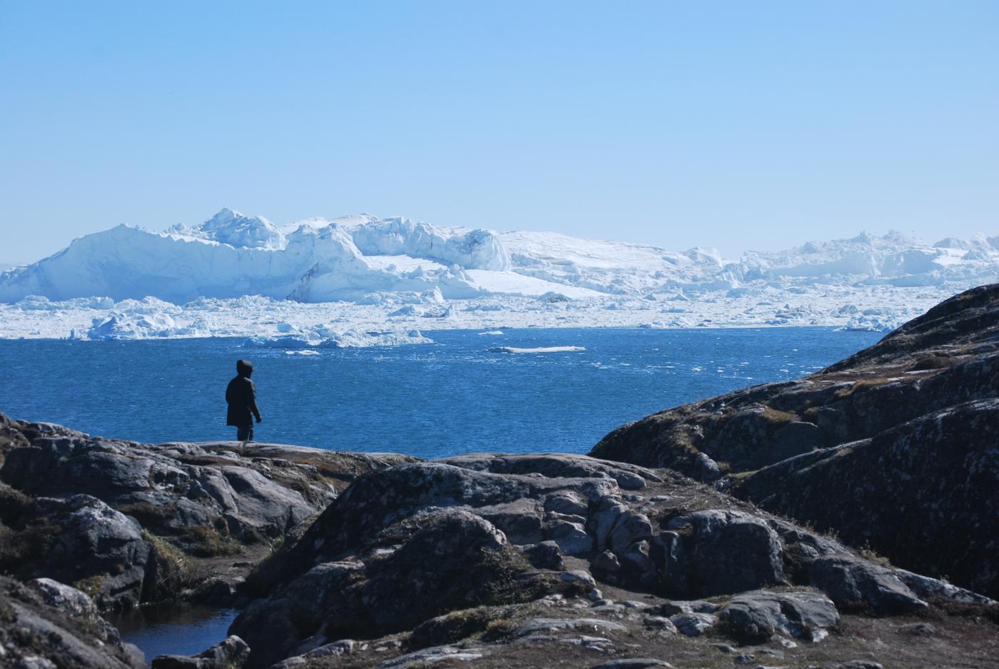 Ilulissat Icefjord into which 45 km3 of ice are calved from the Greenland icecap on a yearly basis. Photo: Claus Grue/WCC