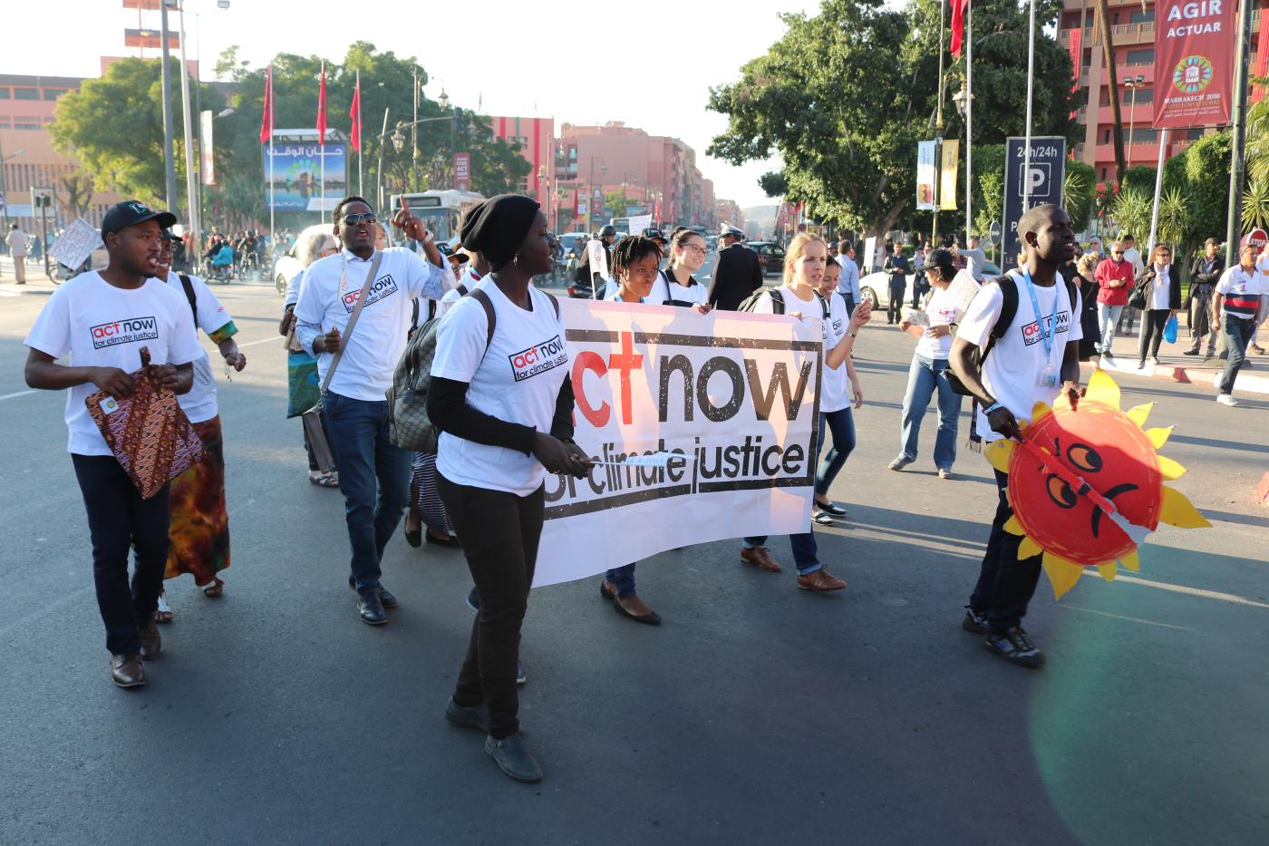Joint ACT/LWF/WCC group at Climate march during COP22 in Marrakech. Photo: Ivars Kupcis/WCC