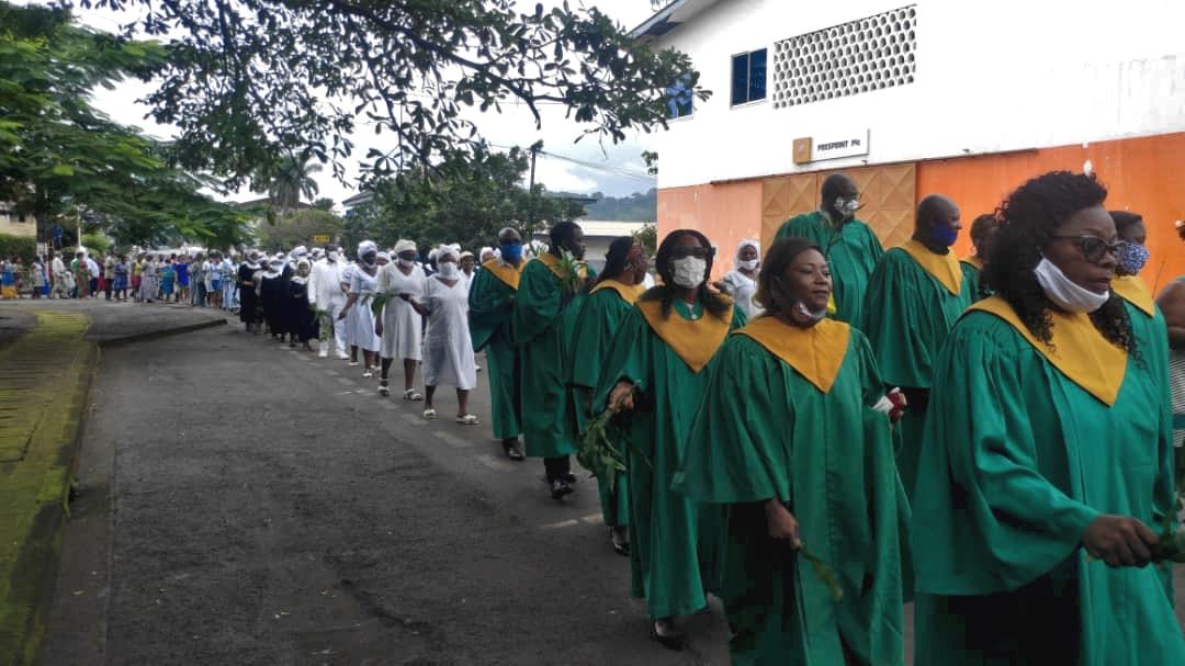 Christians of the Fako South Presbytery (Limbe) marching during the launching of the International Day of Peace 2020. Photo: Presbyterian Church in Cameroon