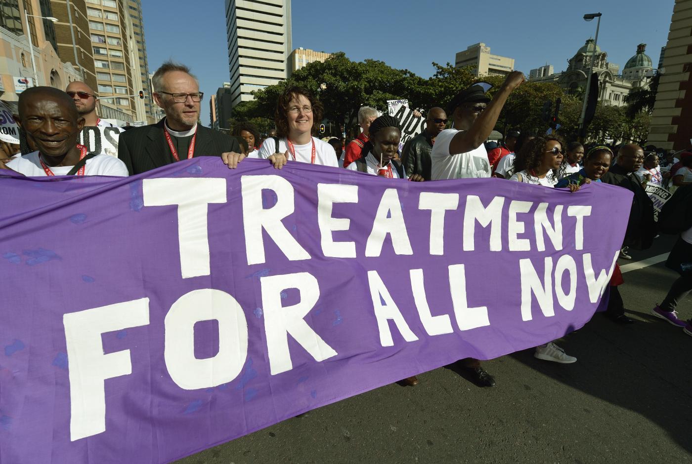 A popular march through the streets of Durban, South Africa, demanding better funding for HIV and AIDS treatment  during the 2016 International AIDS Conference. © Paul Jeffrey/WCC