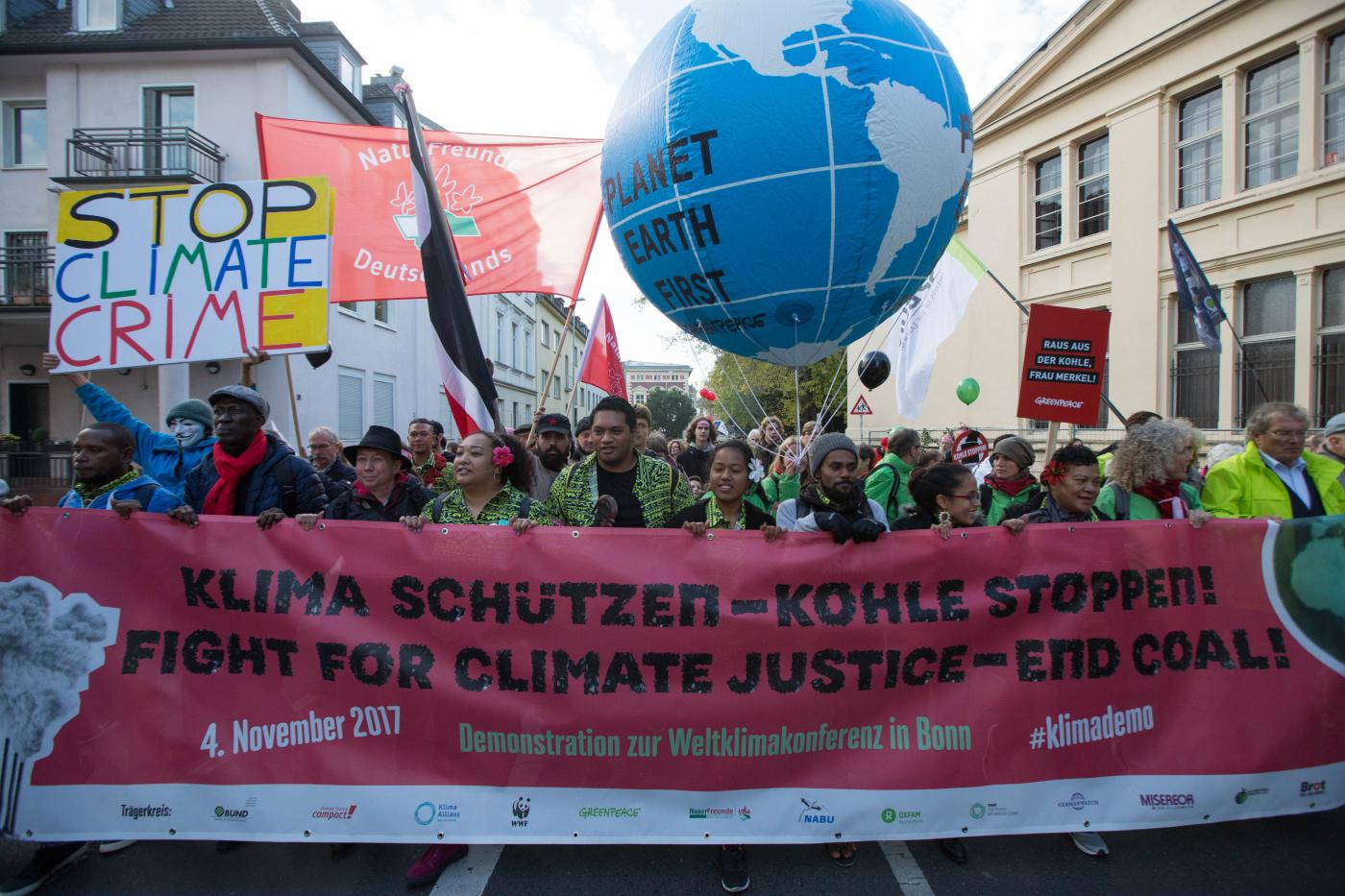 Thousands of climate activists from across the world took to the streets of Bonn just before the start of the UN climate conference COP23. ©Sean Hawkey/WCC