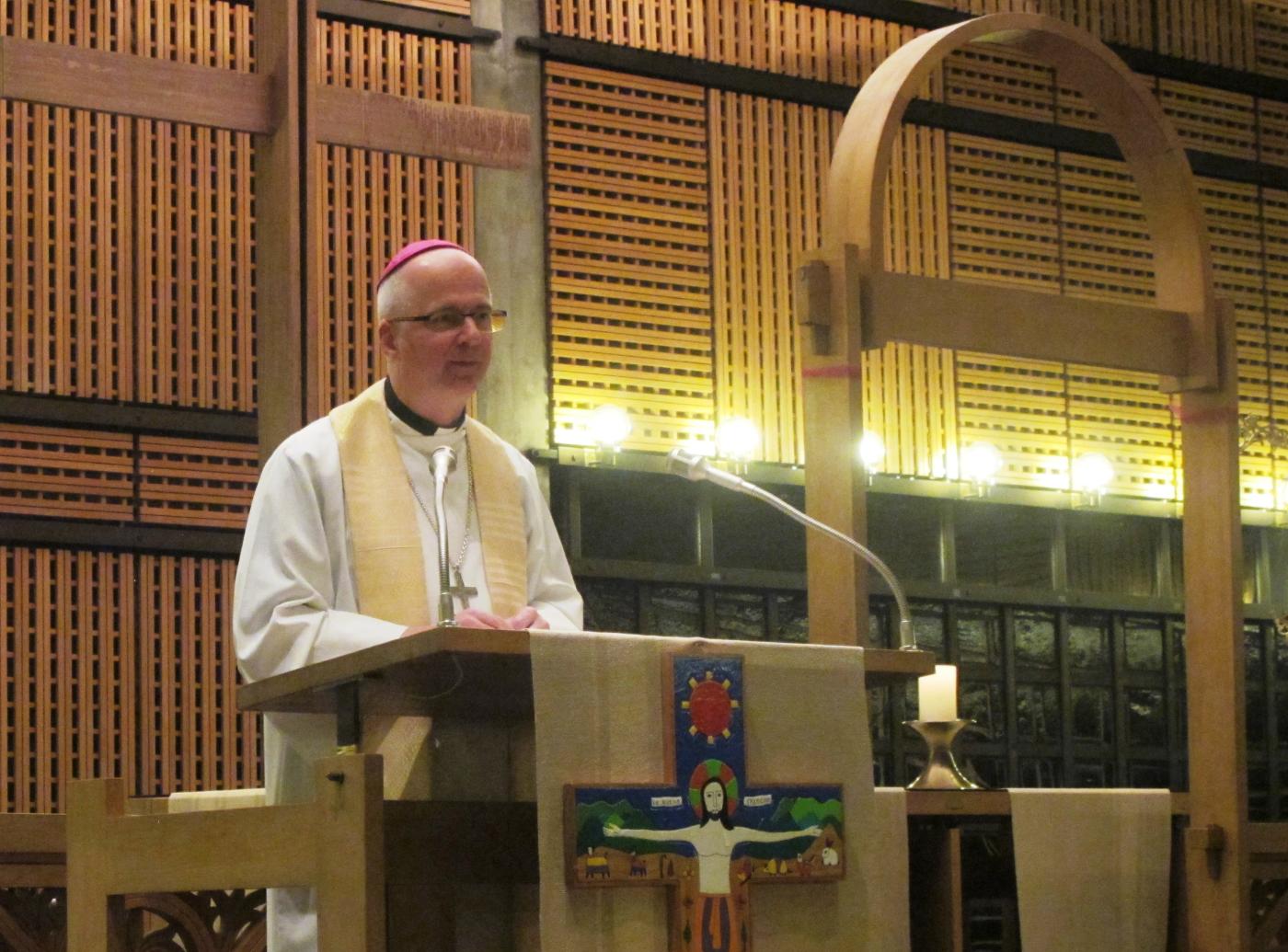 Bishop Charles Morerod preaching homily at the ecumenical celebration for the Week of Prayer for Christian Unity organized by the Christian Churches in Geneva at the Ecumenical Centre, Geneva.