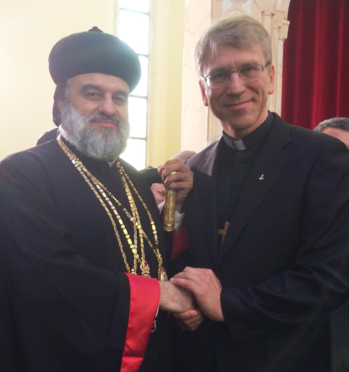 Left, His Holiness Moran Mor Ignatius Aphrem II, right, Rev. Dr Olav Fykse Tveit.