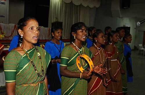 Dalit women singing at the 50th anniversary of the Christian Institute for Study of Religion and Society in Banglore, India, 2007.