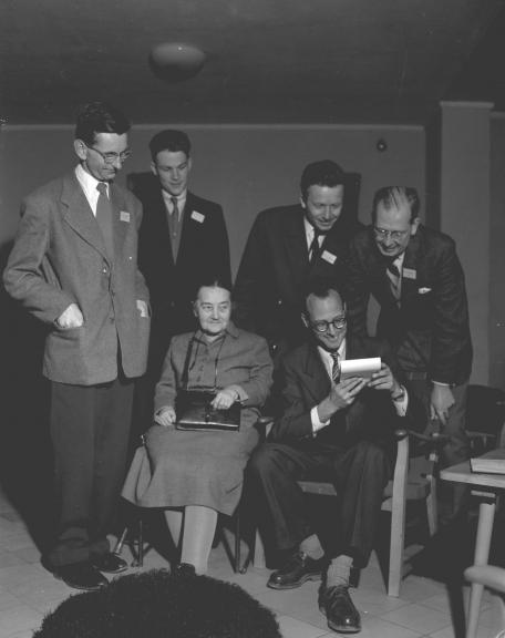 Conference on the Training of the Laity for their Ministry in the World, Bossey, 1956..Group with Suzanne de Dietrich and Hans-Ruedi Weber