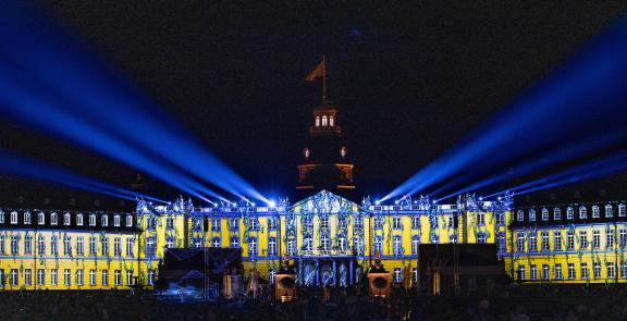A light show at Karlsruhe Palace