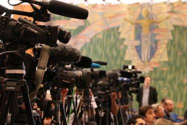 Camera during press conference