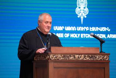 Rev. Prof. Dr Ioan Sauca speaking at the conference in Mother See of Holy Etchmiadzin