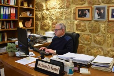 Sami El-Yousef at the office of Latin Patriarchate in Jerusalem