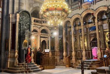 Holy Liturgy in the Church of the Holy Sepulchre, in Jerusalem. 