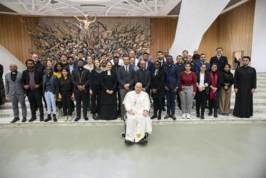 The students from the Ecumenical Institute at Bossey meet with Pope Francis during their visit to Rome