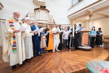Religious leaders read a common voice message at AIDS 2018. Photo: Albin Hillert/WCC