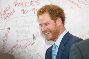 Prince Harry by the "Pro Test" wall at AIDS 2016. © Albin Hillert/WCC