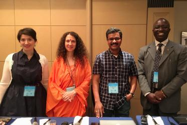 WCC-EWN coordinator Dinesh Suna (second from the right) spoke as part of a panel on “Food and Water: Resources of Life". Photo: WCC