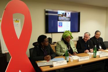 Speakers of the panel held at the headquarters of UNAIDS, in New York. ©Marcelo Schneider/WCC  