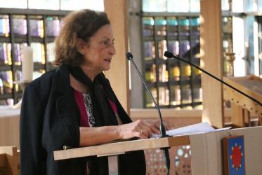 Nora Carmi offers a reflection at the Ecumenical Centre in Geneva. Photo: Ivars Kupcis/WCC