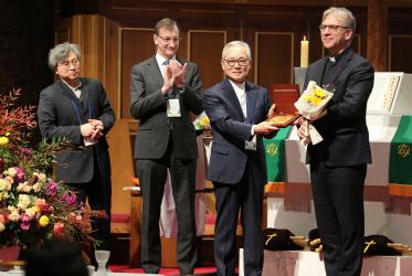 Awards of the National Council of Churches in Korea presented to the WCC leadership. Photo: Son Seung-ho/NCCK/WCC