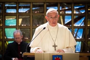 Pope Francis during the ecumenical prayer service in the chapel of the Ecumenical Centre. Photo: Magnus Aronson/WCC