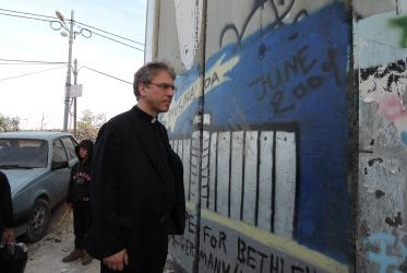 The WCC general secretary during a visit to Bethlehem.