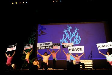 A performance at the WCC assembly features Asian concerns, acknowledging struggles of churches seeking justice and peace.