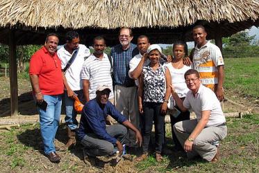 Leadership of the cooperative of small farmers Finca Alemania along with PEAC’s international coordinator Rev. Chris Ferguson, German Zárate and Rev. Milton Mejía. WCC/Marcelo Schneider
