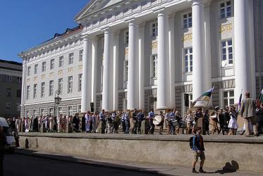 Procession in front of the Tartu Unversity main building, Estonia.