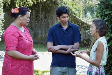 From left: Mataiva Dorothy Robertson, Yusef Syed and Oriya Gorgi; participants in the “Building an Interfaith Community” programme in Bossey, Switzerland.